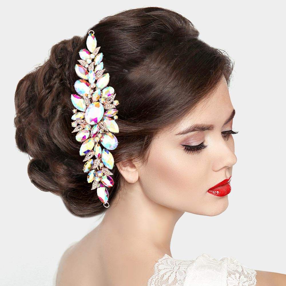 Marquise Oval Stone Cluster Hair Comb - Madeline Love - Flyclothing LLC