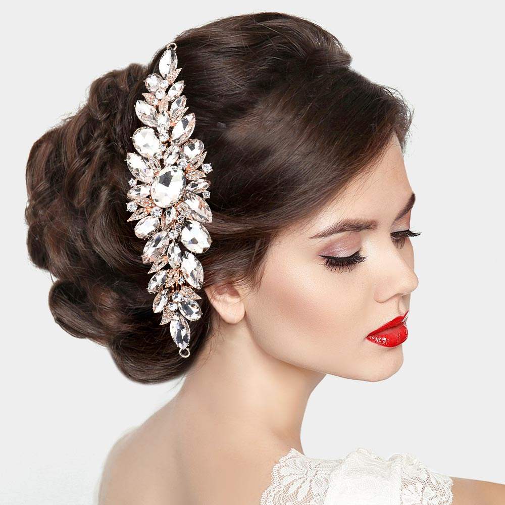 Marquise Oval Stone Cluster Hair Comb - Madeline Love - Flyclothing LLC
