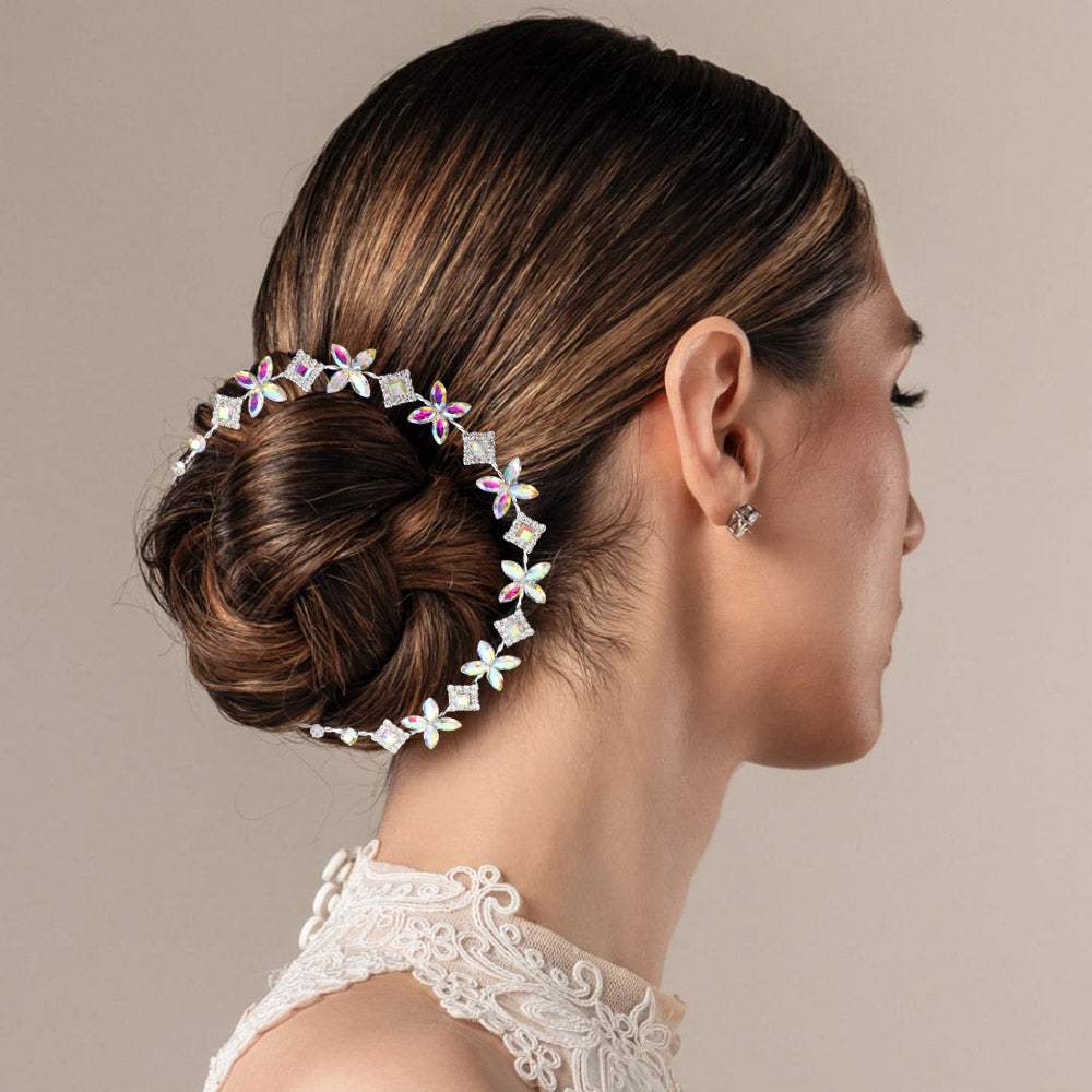 Stone Embellished Butterfly Cluster Vine Bun Wrap Headpiece - Madeline Love - Flyclothing LLC