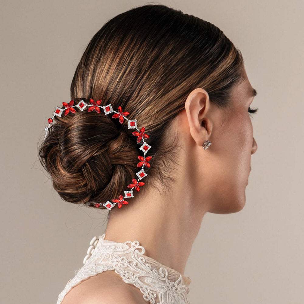 Stone Embellished Butterfly Cluster Vine Bun Wrap Headpiece - Madeline Love - Flyclothing LLC