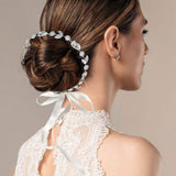 Floral Marquise Stone Cluster Vine Bun Wrap Headpiece - Madeline Love - Flyclothing LLC