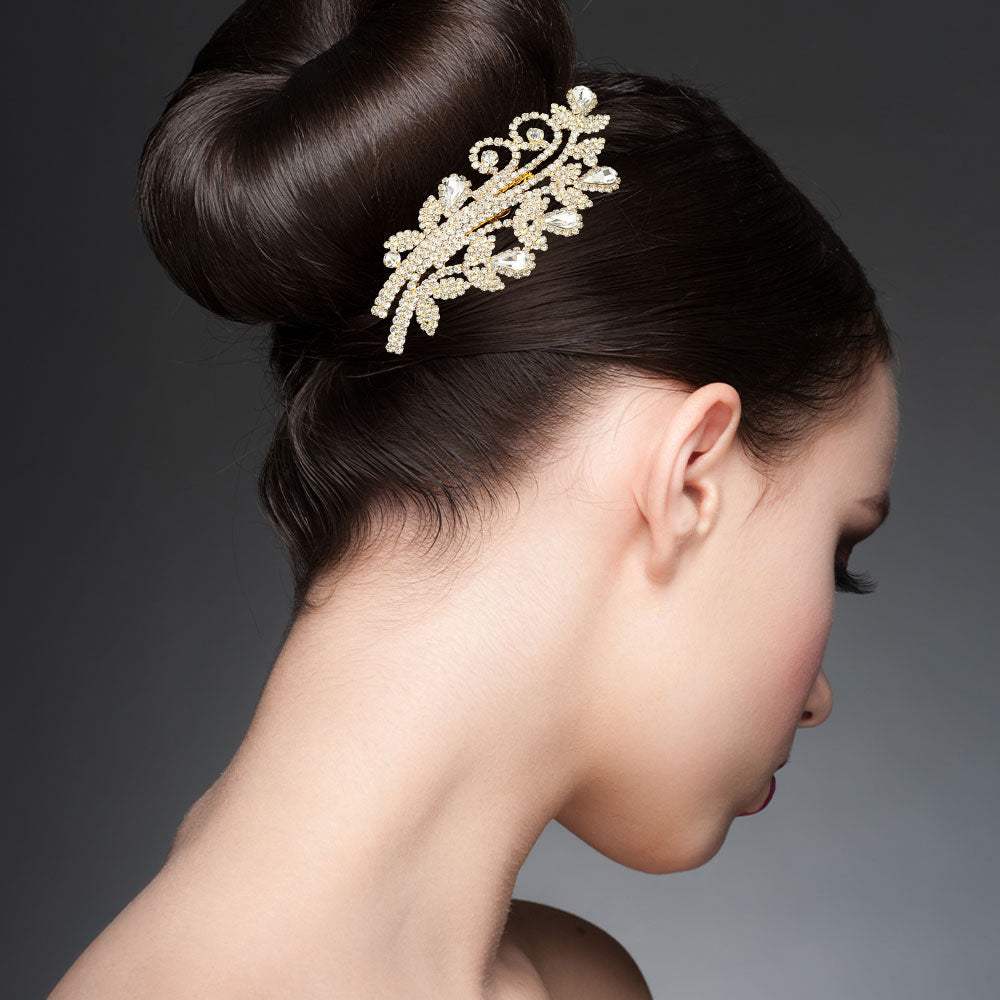 Teardrop Stone Cluster Rhinestone Paved Branch Hair Comb - Madeline Love - Flyclothing LLC