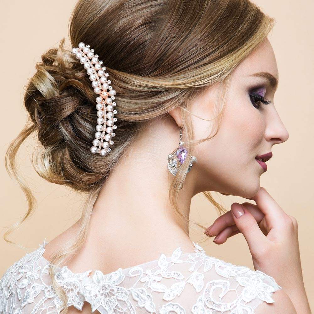 Floral Pearl Stone Embellished Hair Comb - Madeline Love - Flyclothing LLC