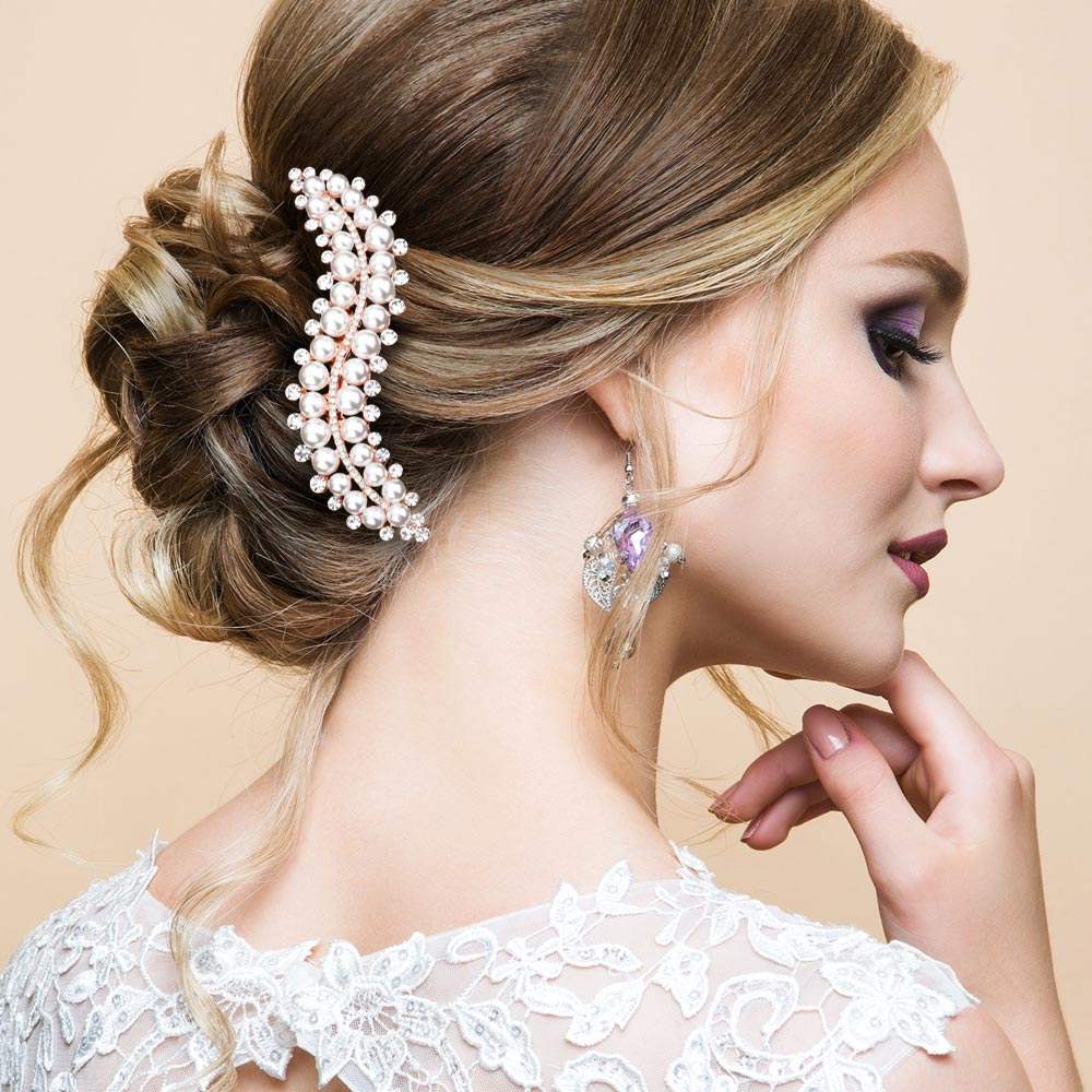Pearl Stone Embellished Wavy Hair Comb - Madeline Love - Flyclothing LLC