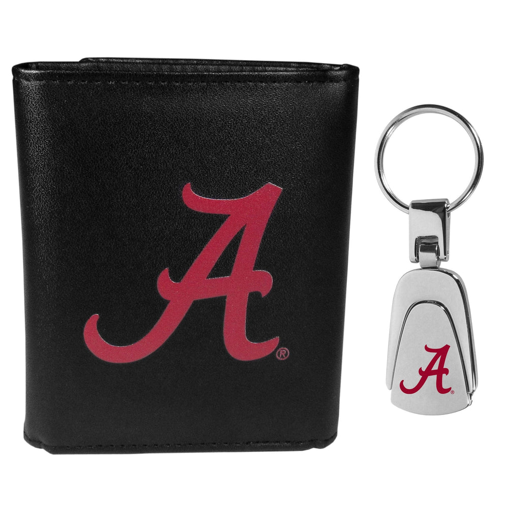 Alabama Crimson Tide Tri-fold Wallet & Steel Key Chain - Alabama Crimson Tide