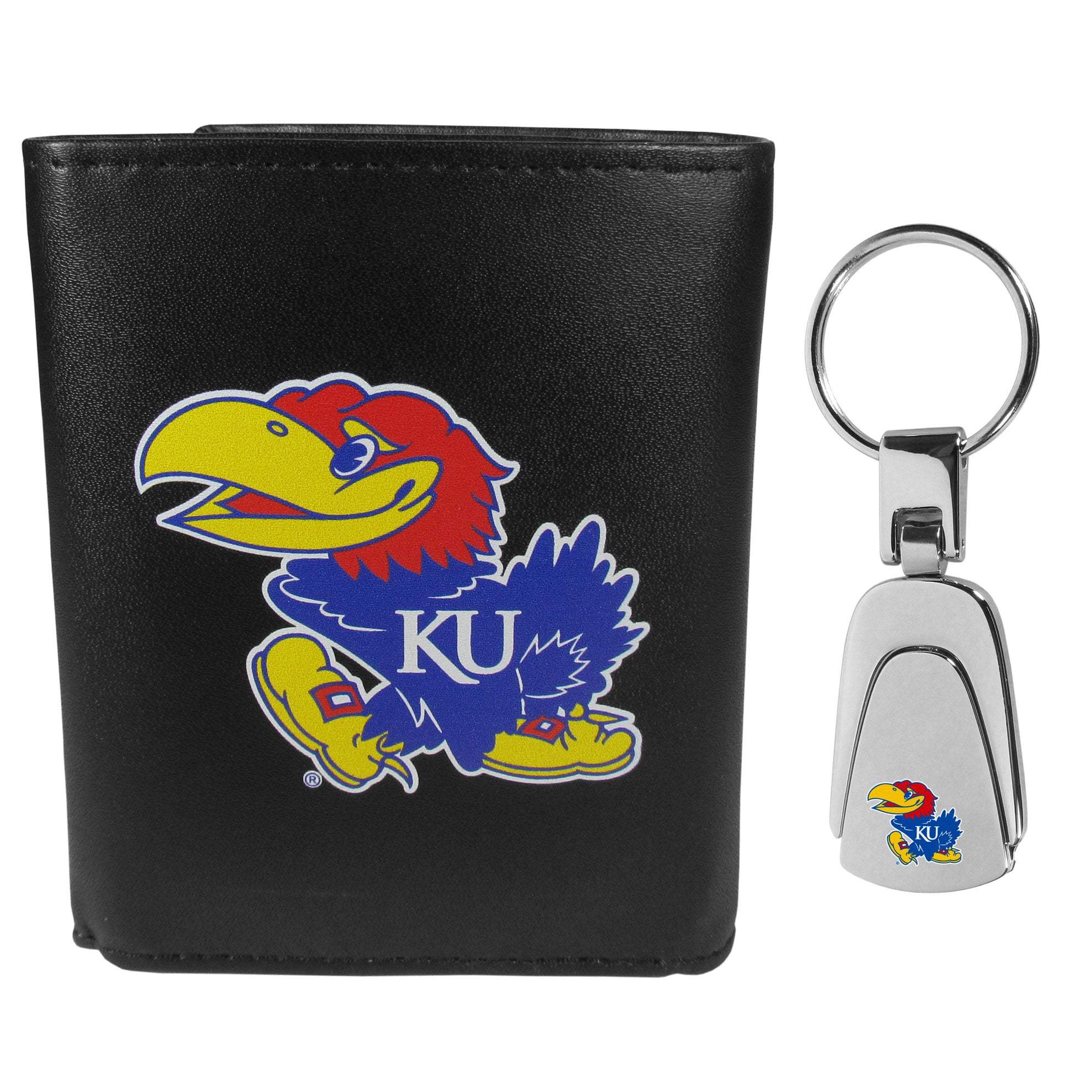 Kansas Jayhawks Tri-fold Wallet & Steel Key Chain - Kansas Jayhawks - Flyclothing LLC