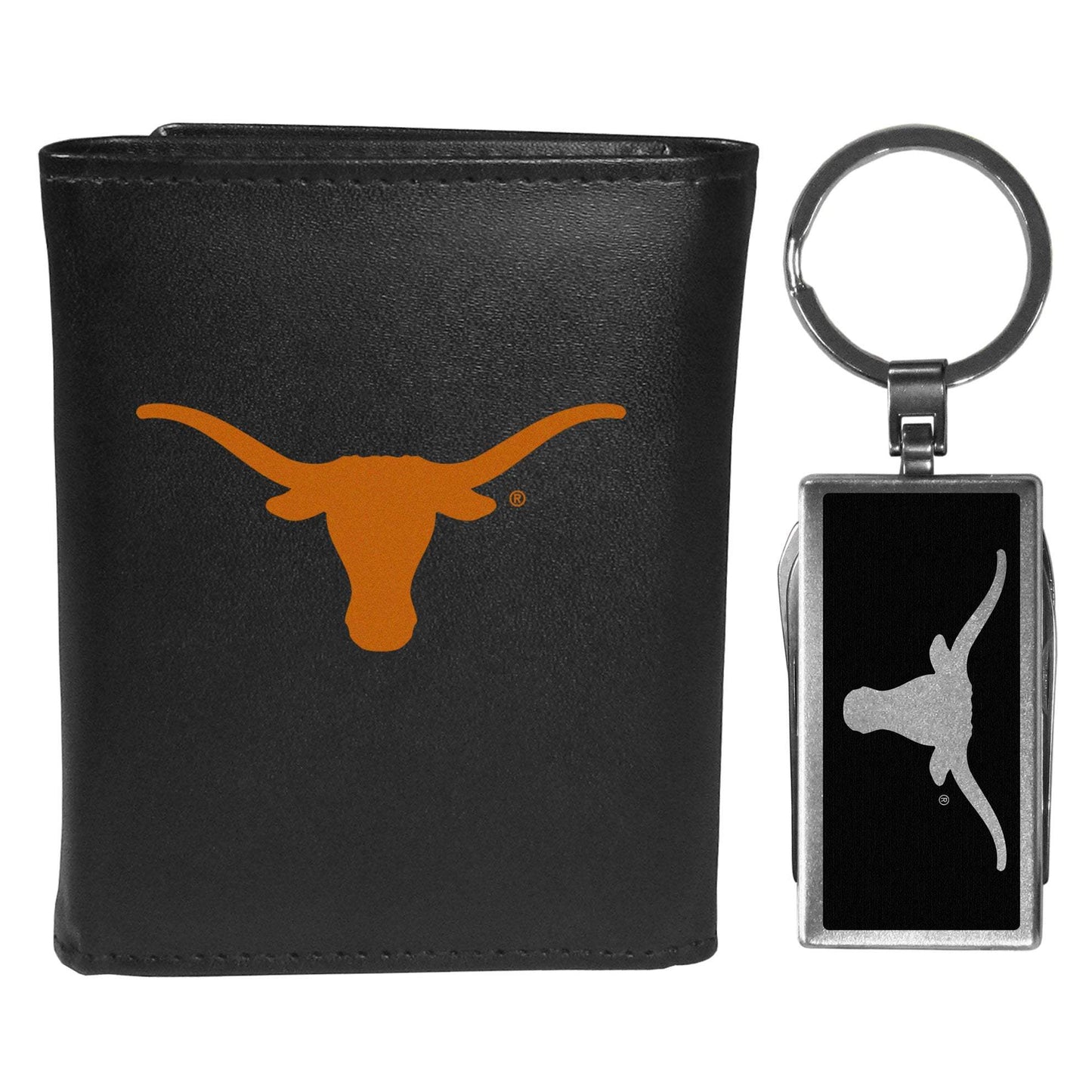 Texas Longhorns Tri-fold Wallet & Multitool Key Chain, Black - Texas Longhorns - Flyclothing LLC