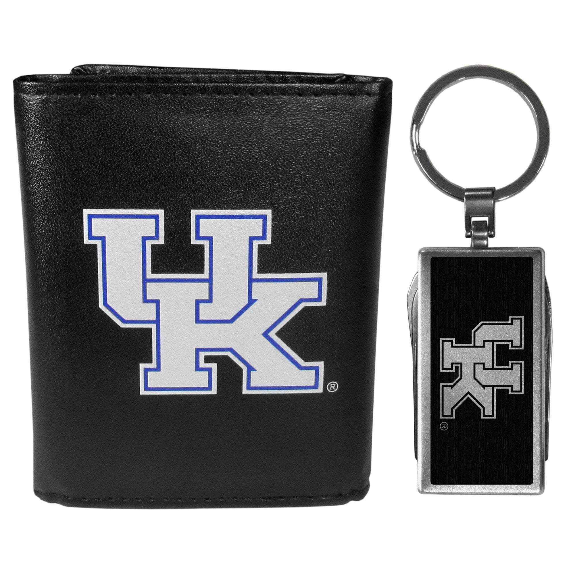 Kentucky Wildcats Tri-fold Wallet & Multitool Key Chain, Black - Kentucky Wildcats - Flyclothing LLC