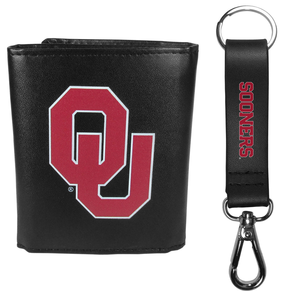 Oklahoma Sooners Tri-fold Wallet & Strap Key Chain - Oklahoma Sooners