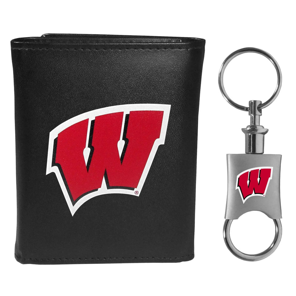 Wisconsin Badgers Tri-fold Wallet & Valet Key Chain - Wisconsin Badgers
