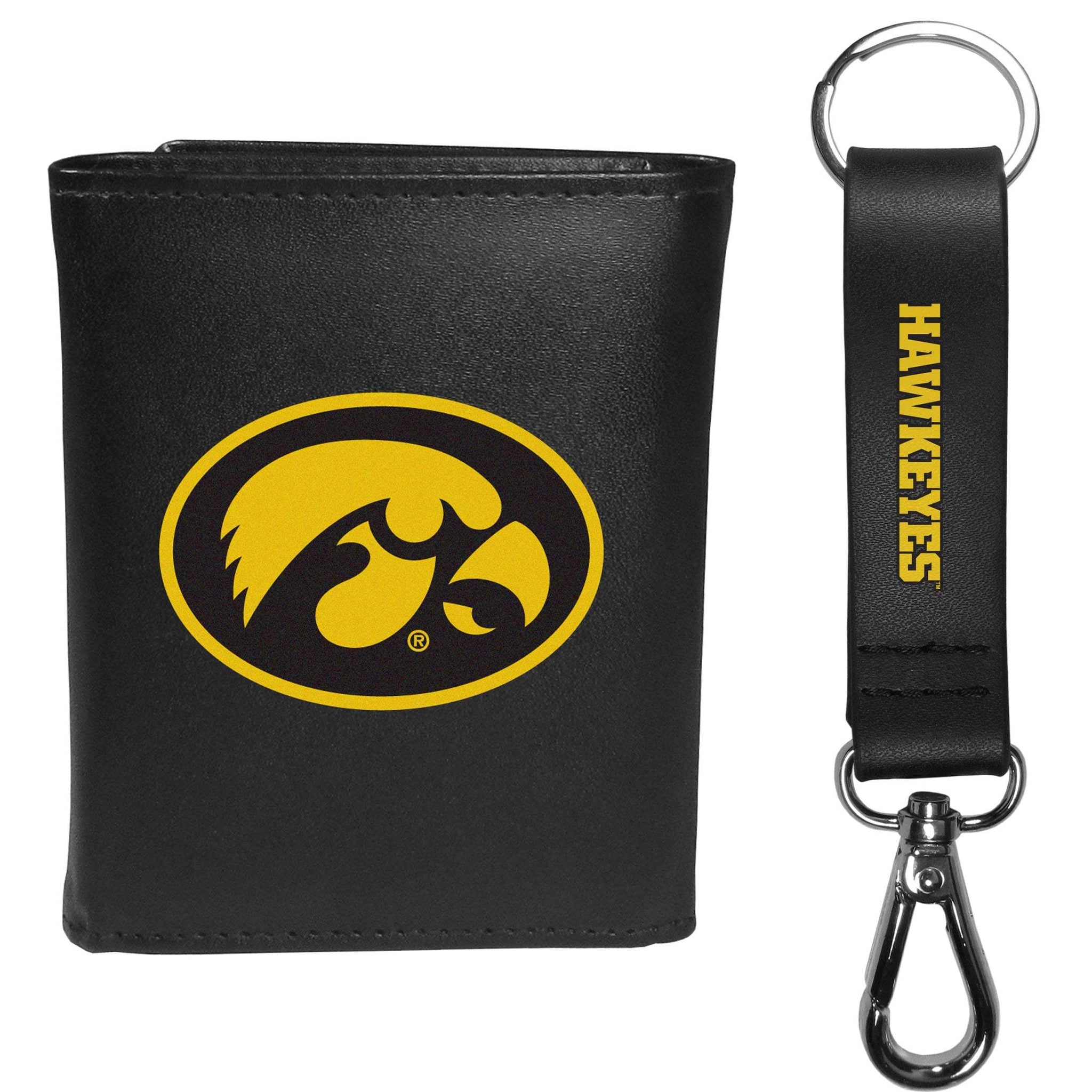 Iowa Hawkeyes Tri-fold Wallet & Strap Key Chain - Iowa Hawkeyes - Flyclothing LLC