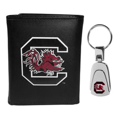 S. Carolina Gamecocks Tri-fold Wallet & Steel Key Chain - S. Carolina Gamecocks