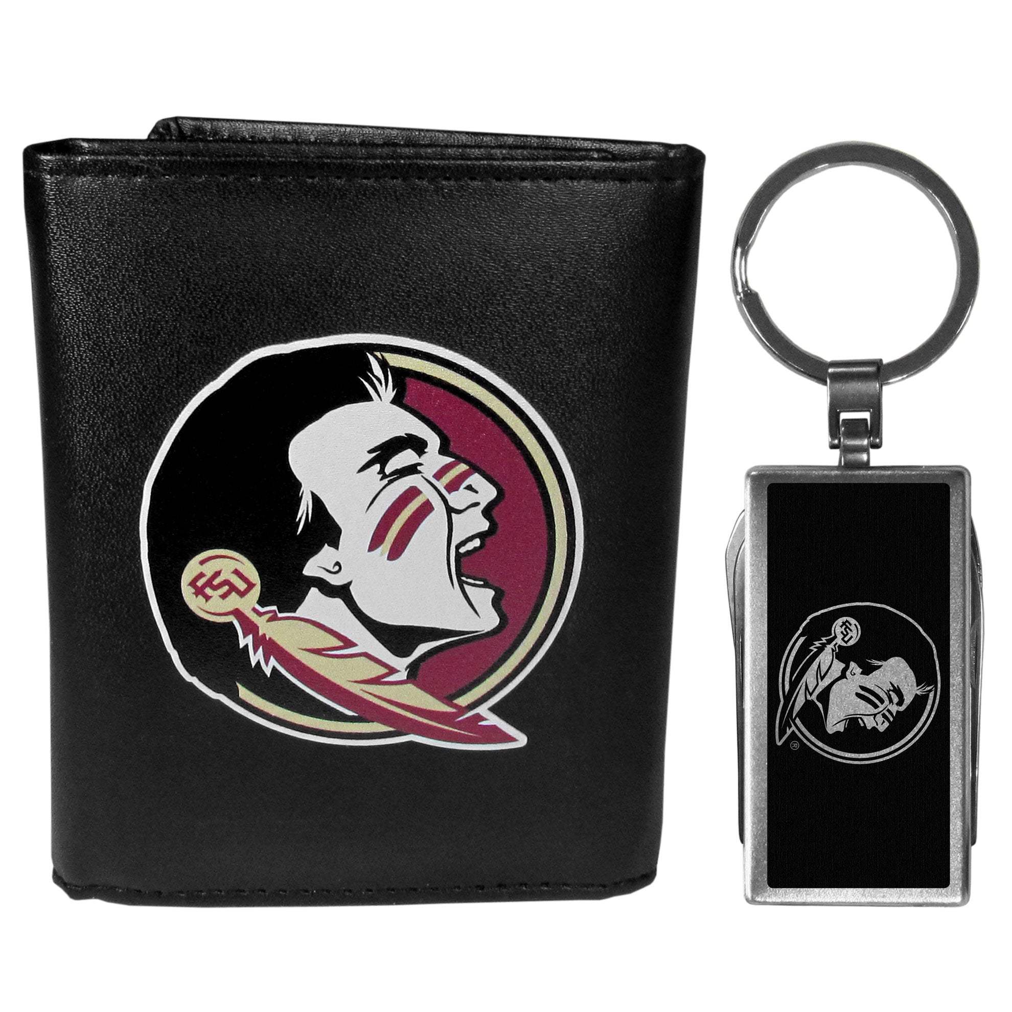 Florida St. Seminoles Tri-fold Wallet & Multitool Key Chain, Black - Florida St. Seminoles - Flyclothing LLC