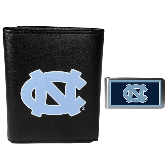 N. Carolina Tar Heels Tri-fold Wallet & Color Money Clip - N. Carolina Tar Heels
