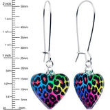 Acrylicious Rainbow Cheetah Print Heart Dangle Earrings by Onyx O - BodyCandy - Flyclothing LLC