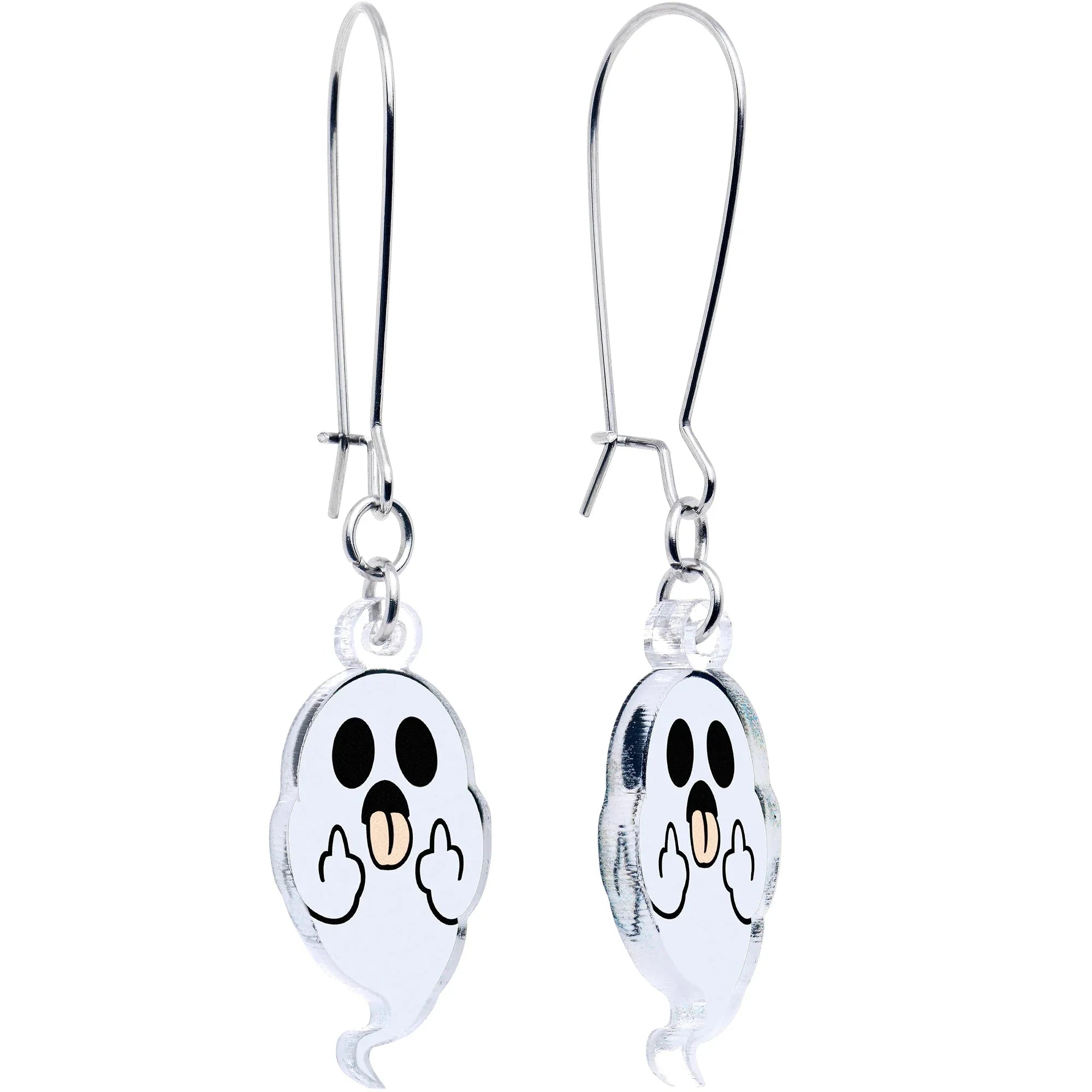 Acrylicious Sassy Spirit Middle Finger Ghost Dangle Earrings by Onyx O - BodyCandy - Flyclothing LLC