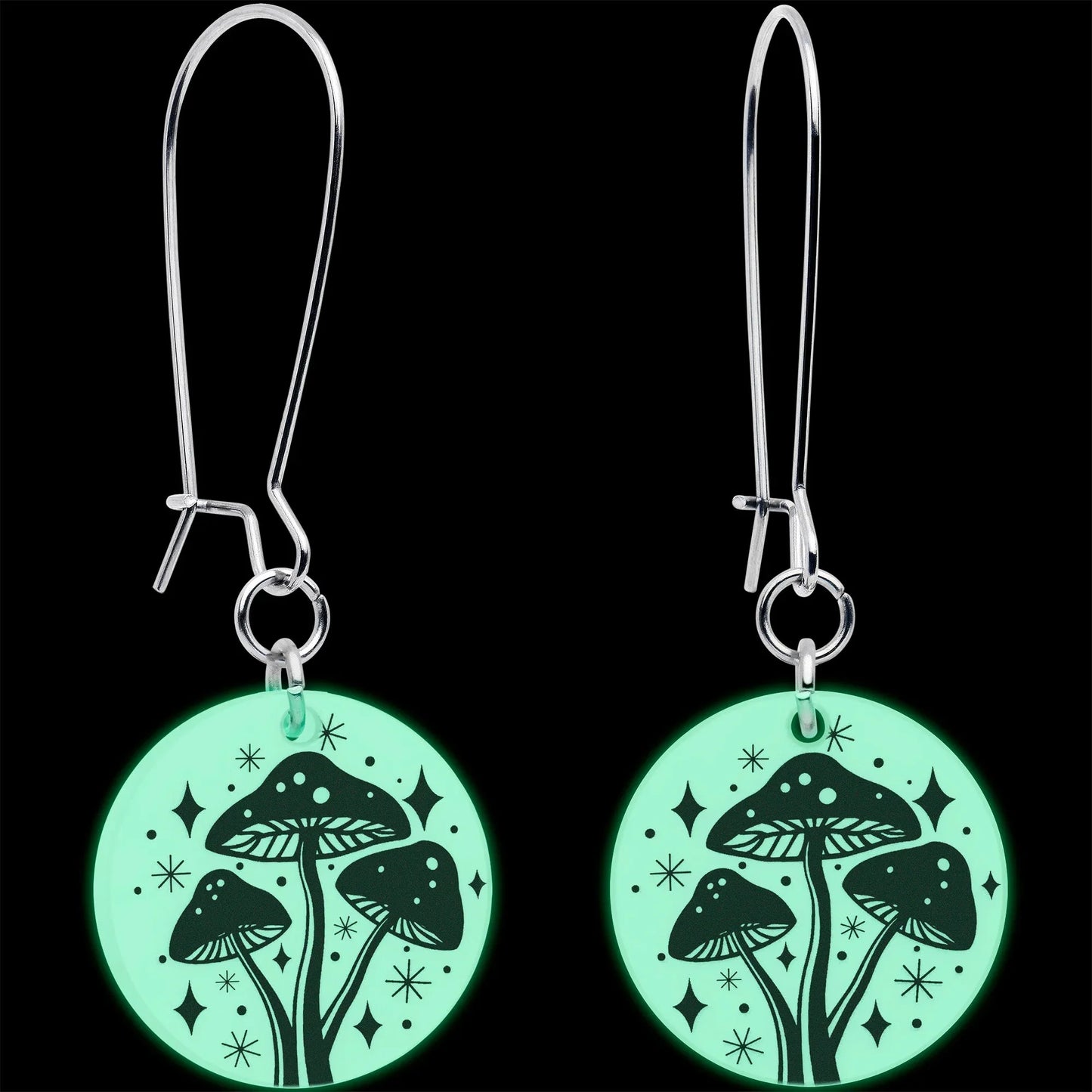 Glow in the Dark Mystic Mushroom Dangle Earrings by Onyx O - BodyCandy - Flyclothing LLC