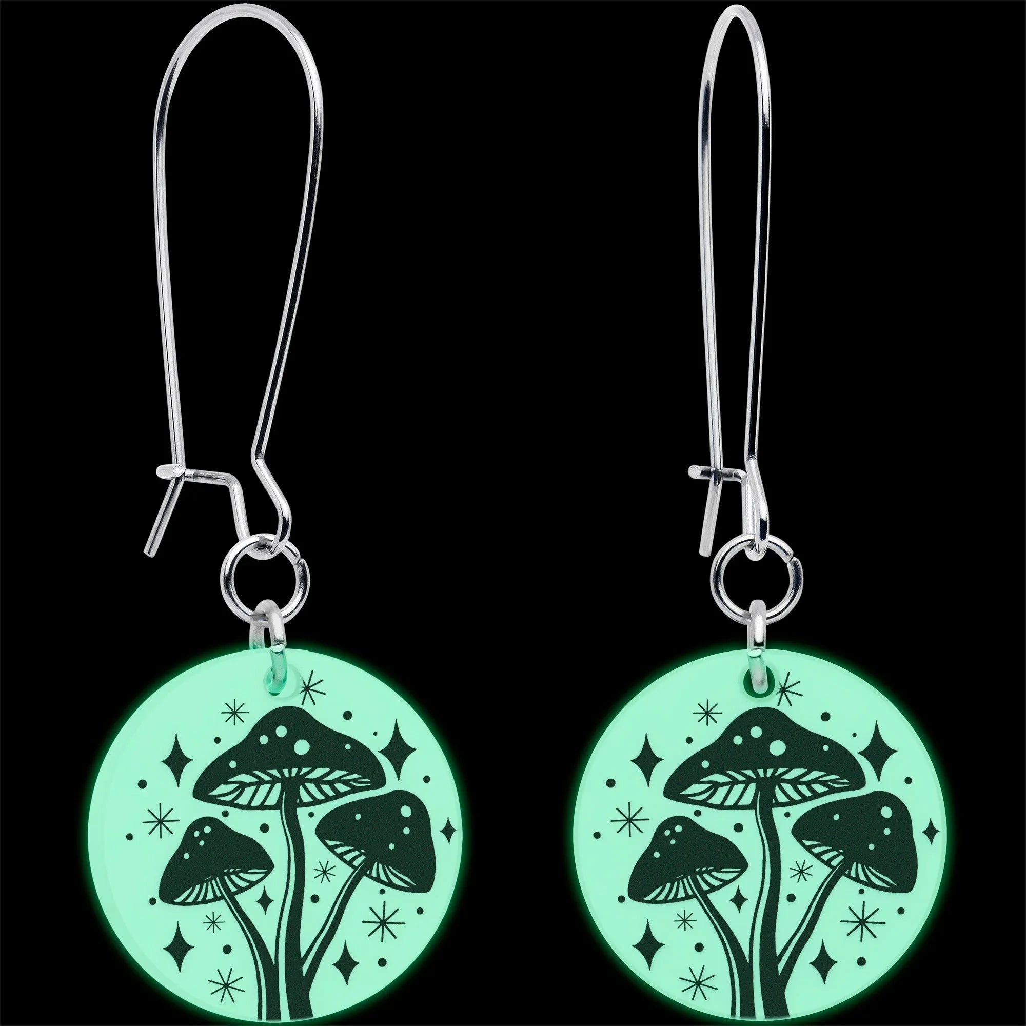 Glow in the Dark Mystic Mushroom Dangle Earrings by Onyx O - BodyCandy - Flyclothing LLC