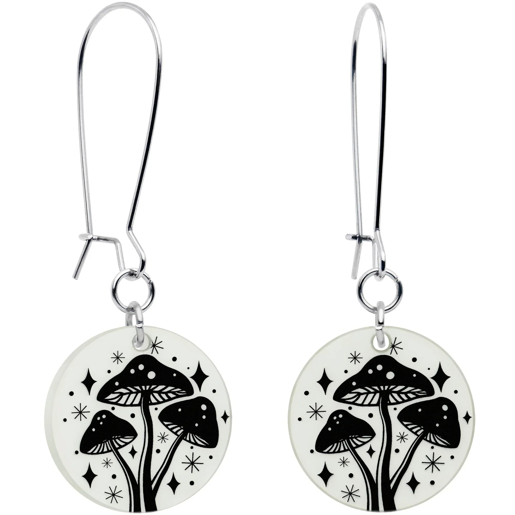 Glow in the Dark Mystic Mushroom Dangle Earrings by Onyx O - BodyCandy - Flyclothing LLC