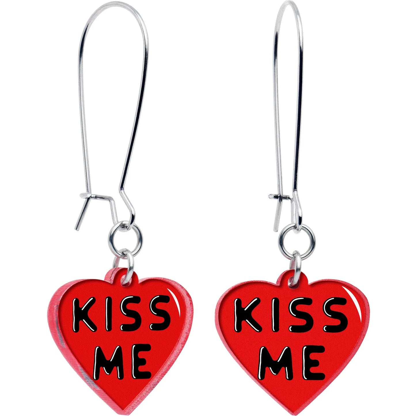 Kiss Me Heart Dangle Earrings by Onyx O - BodyCandy - Flyclothing LLC