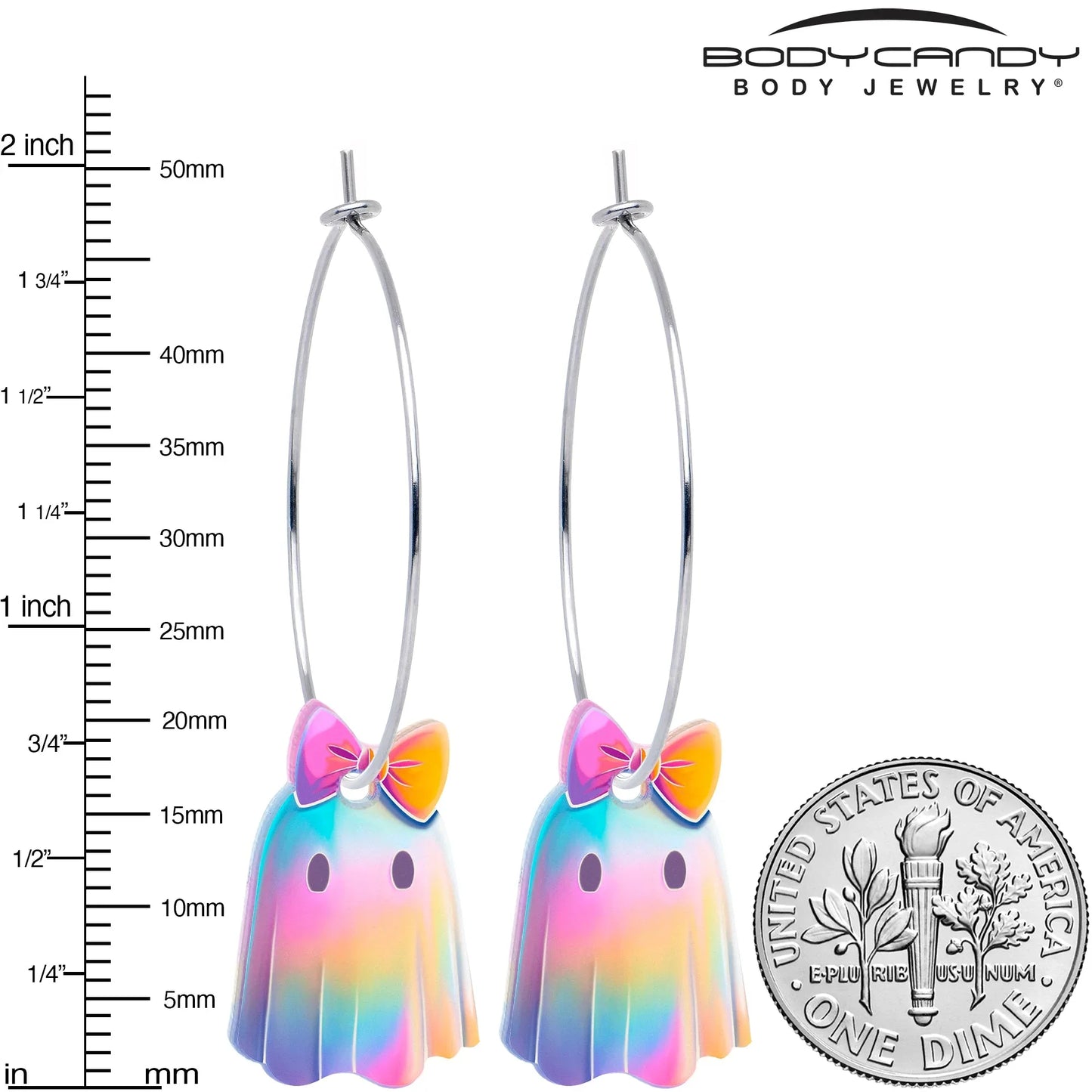 Iridescent Ghost Girl Hoop Earrings by Onyx O - BodyCandy - Flyclothing LLC