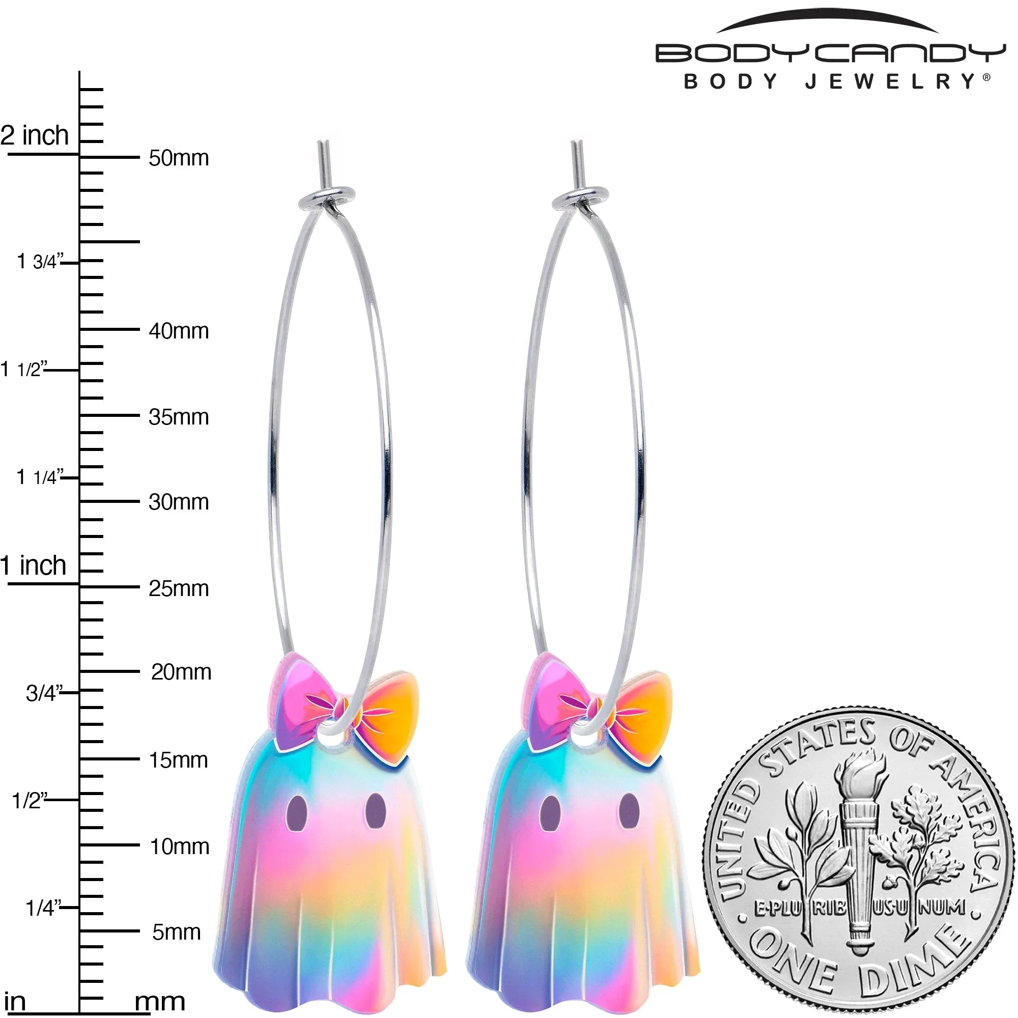 Iridescent Ghost Girl Hoop Earrings by Onyx O - BodyCandy - Flyclothing LLC