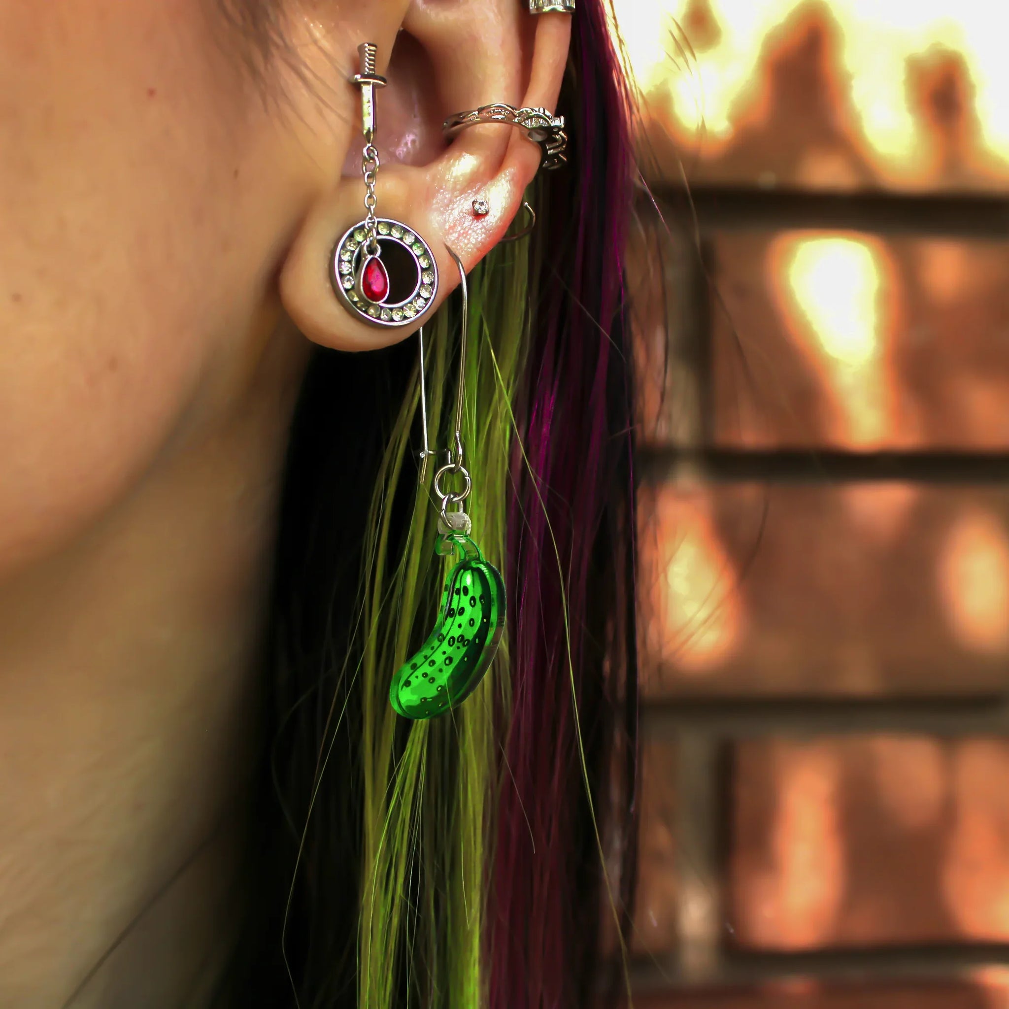 Acrylicious Funky Green Pickle Earrings by Onyx O - BodyCandy - Flyclothing LLC