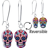 Acrylicious Sugar Skull Double Sided Reversible Skull Earrings - BodyCandy - Flyclothing LLC