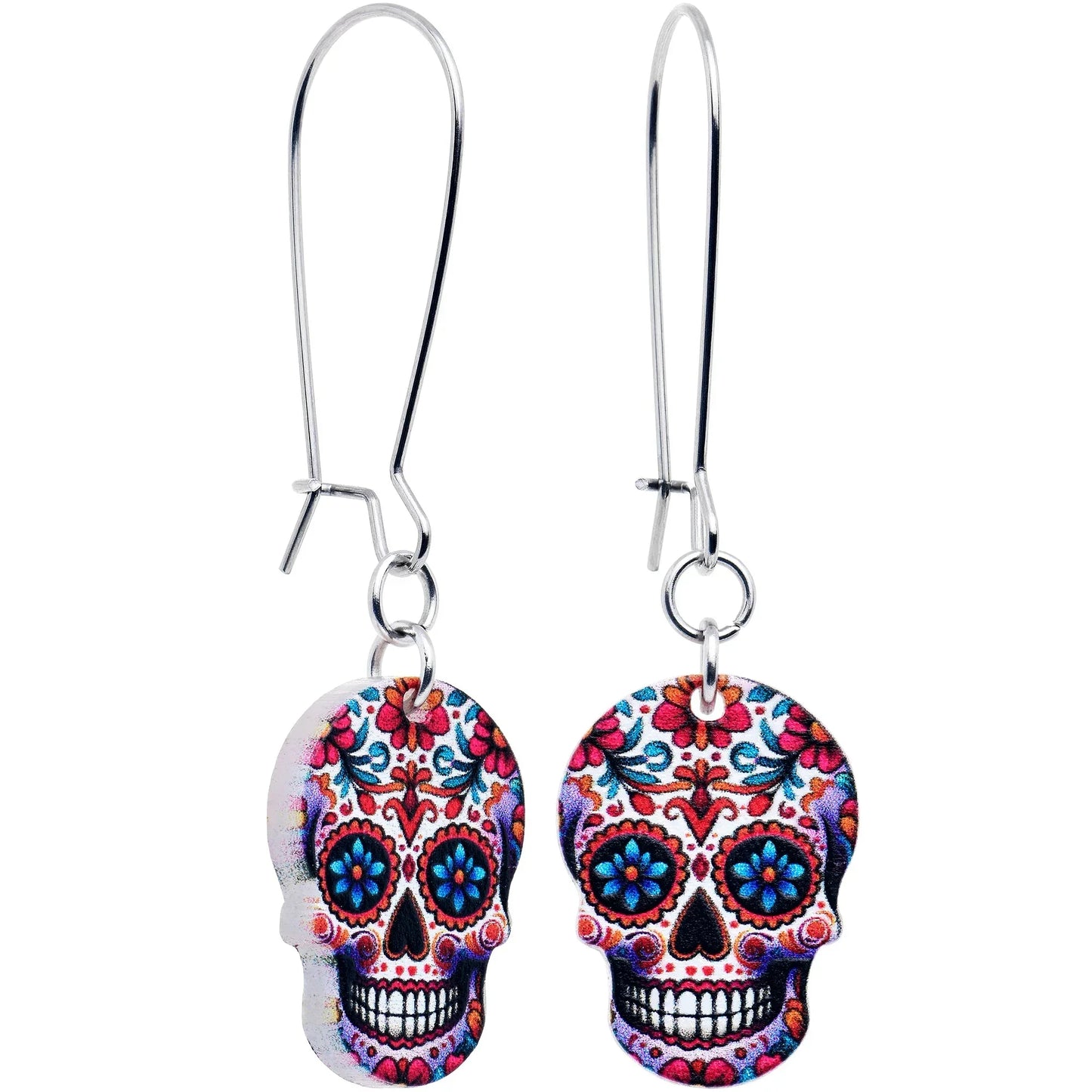 Acrylicious Sugar Skull Double Sided Reversible Skull Earrings - BodyCandy - Flyclothing LLC