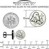 Black Anodized Halloween Ghost Dog Walker Glow in the Dark Stud Earrings by Onyx O