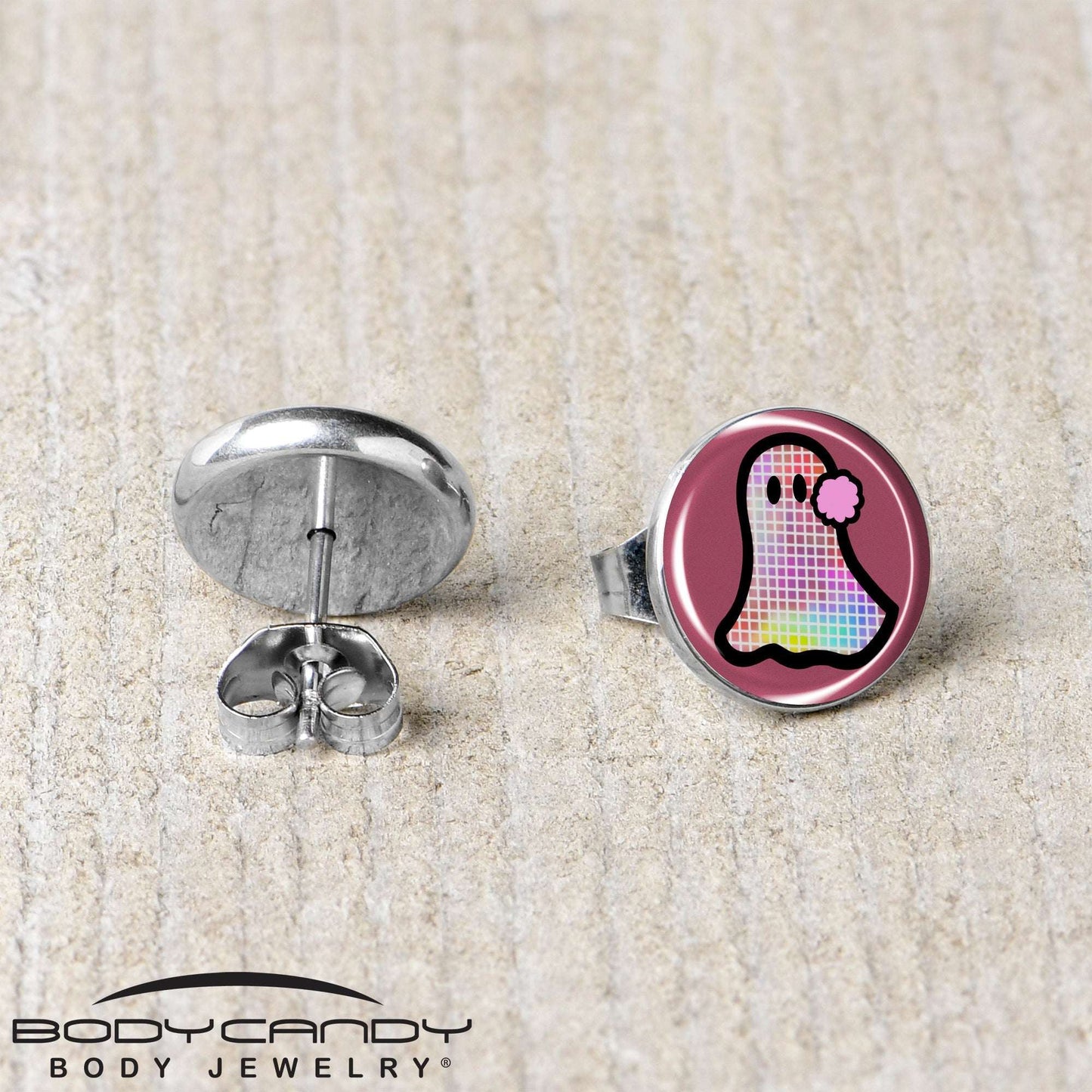 Disco Spirit Ghost Stud Earrings by Onyx O