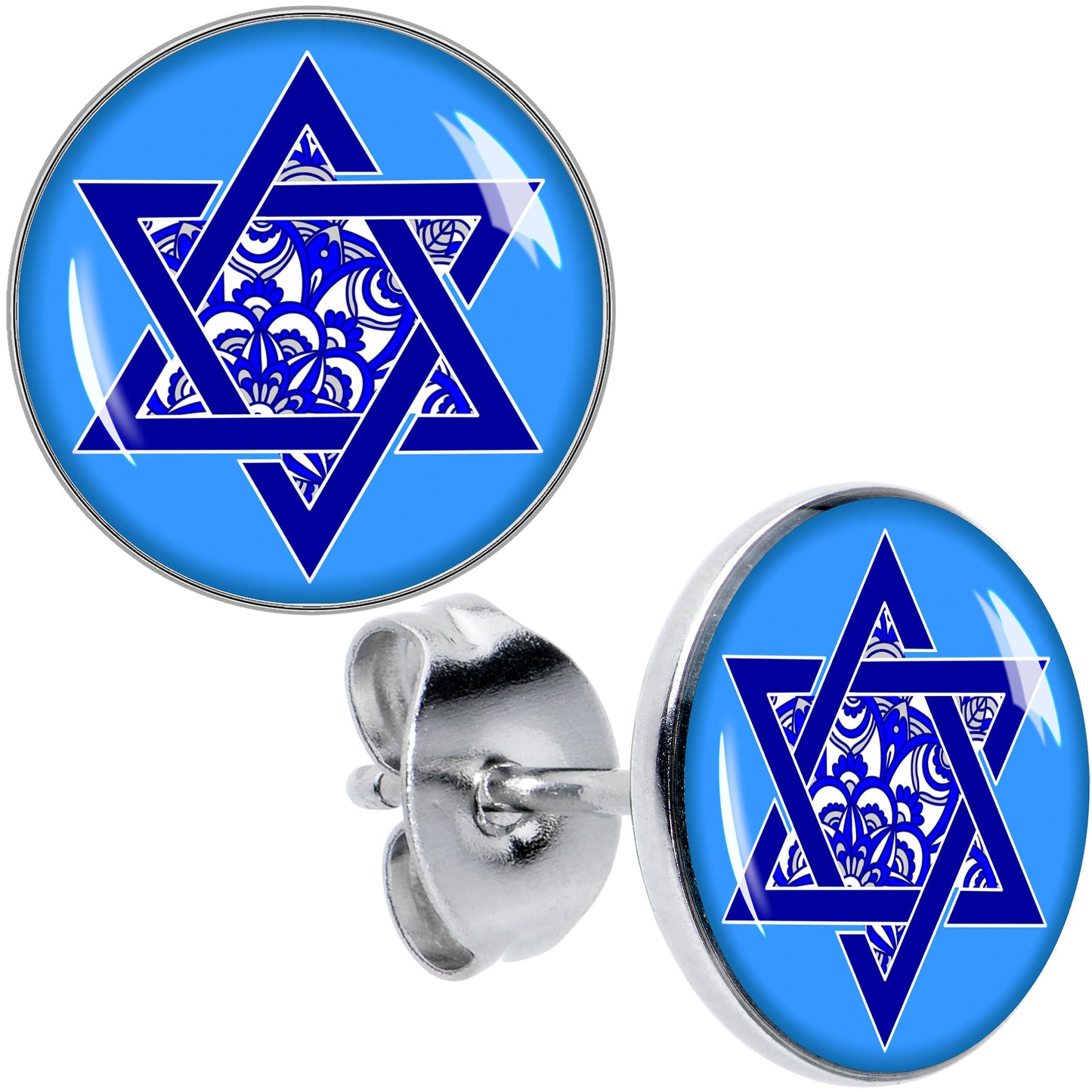 Floral Star of David Stud Earrings by Onyx O