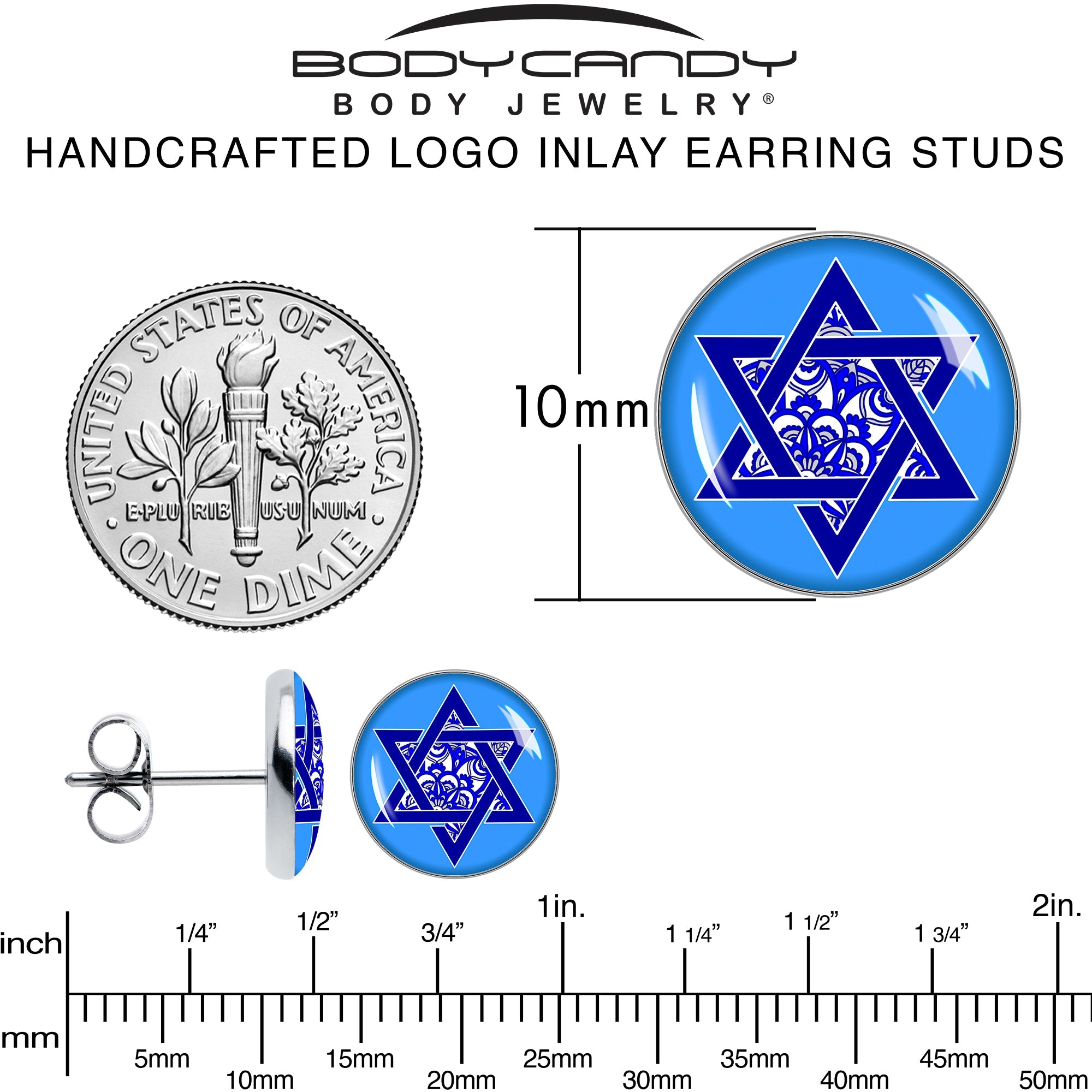 Floral Star of David Stud Earrings by Onyx O