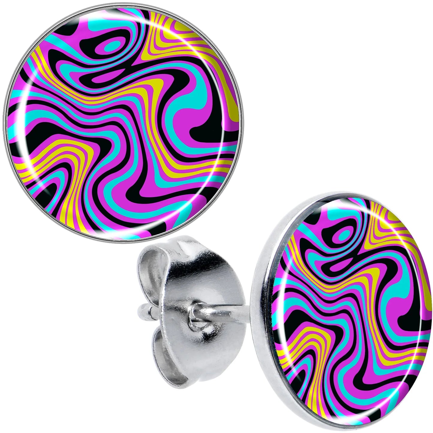 Funky Swirls Stud Earrings by Onyx O - BodyCandy - Flyclothing LLC