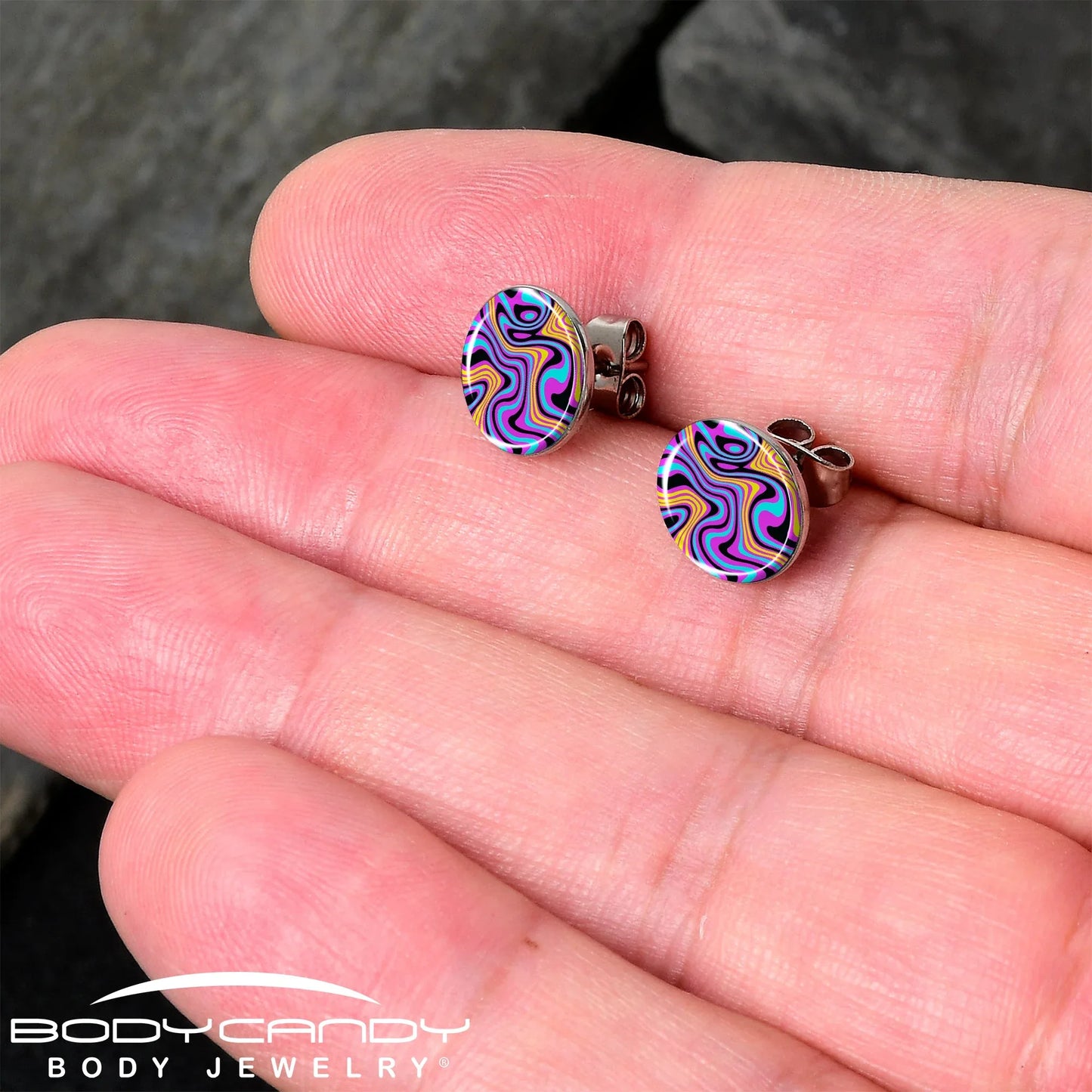 Funky Swirls Stud Earrings by Onyx O - BodyCandy - Flyclothing LLC