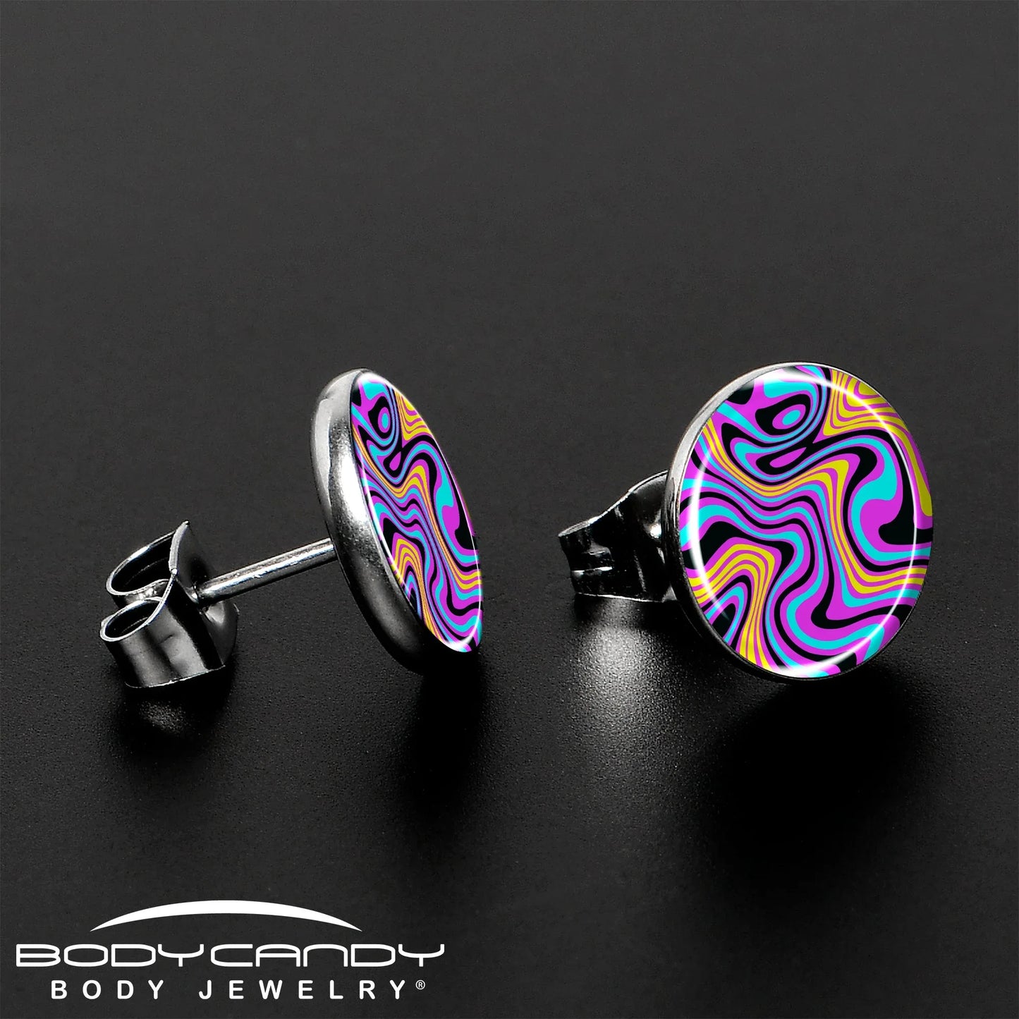 Funky Swirls Stud Earrings by Onyx O - BodyCandy - Flyclothing LLC