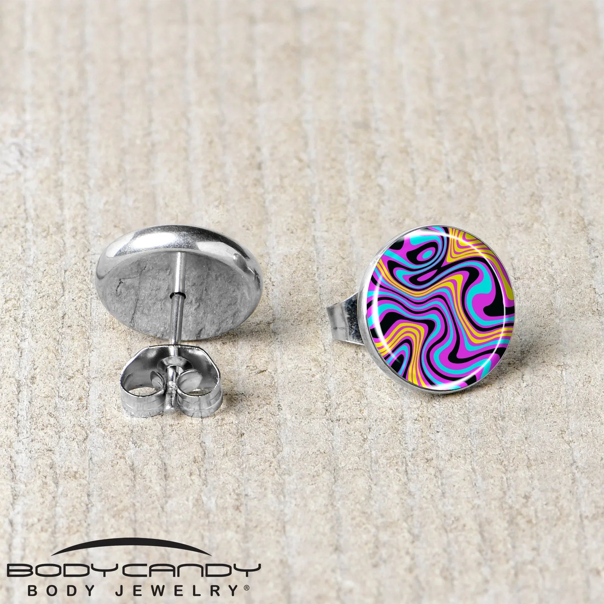 Funky Swirls Stud Earrings by Onyx O - BodyCandy - Flyclothing LLC