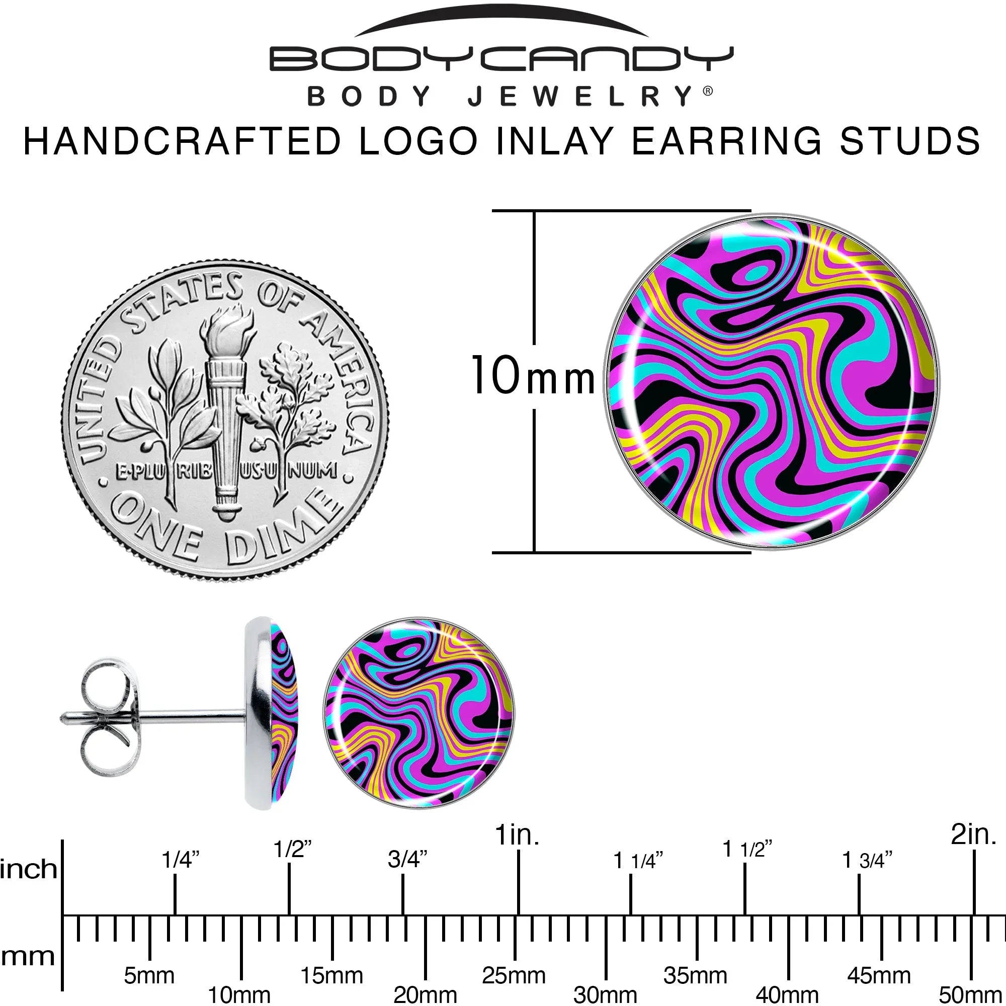 Funky Swirls Stud Earrings by Onyx O - BodyCandy - Flyclothing LLC