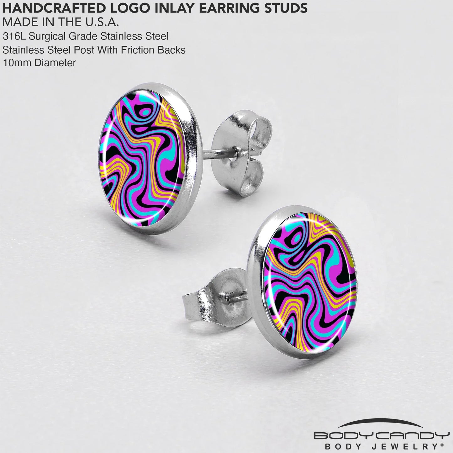Funky Swirls Stud Earrings by Onyx O - BodyCandy - Flyclothing LLC