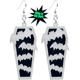 Glowing Bats Coffin Glow in the Dark Dangle Earrings by Onyx O - BodyCandy - Flyclothing LLC