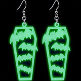 Glowing Bats Coffin Glow in the Dark Dangle Earrings by Onyx O - BodyCandy - Flyclothing LLC