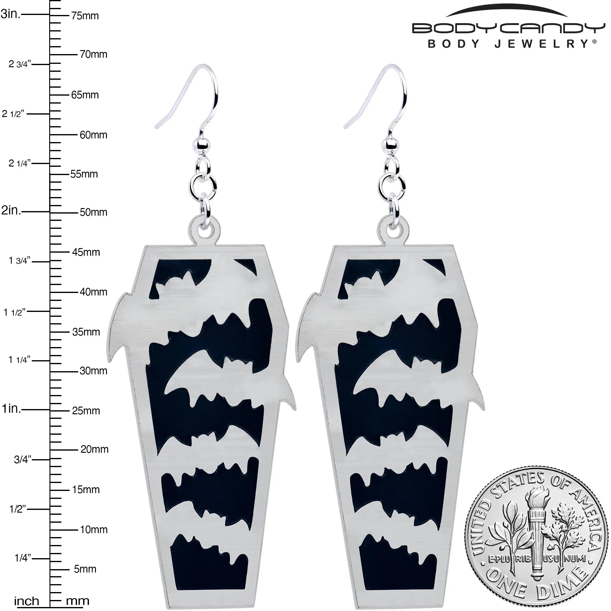 Glowing Bats Coffin Glow in the Dark Dangle Earrings by Onyx O - BodyCandy - Flyclothing LLC