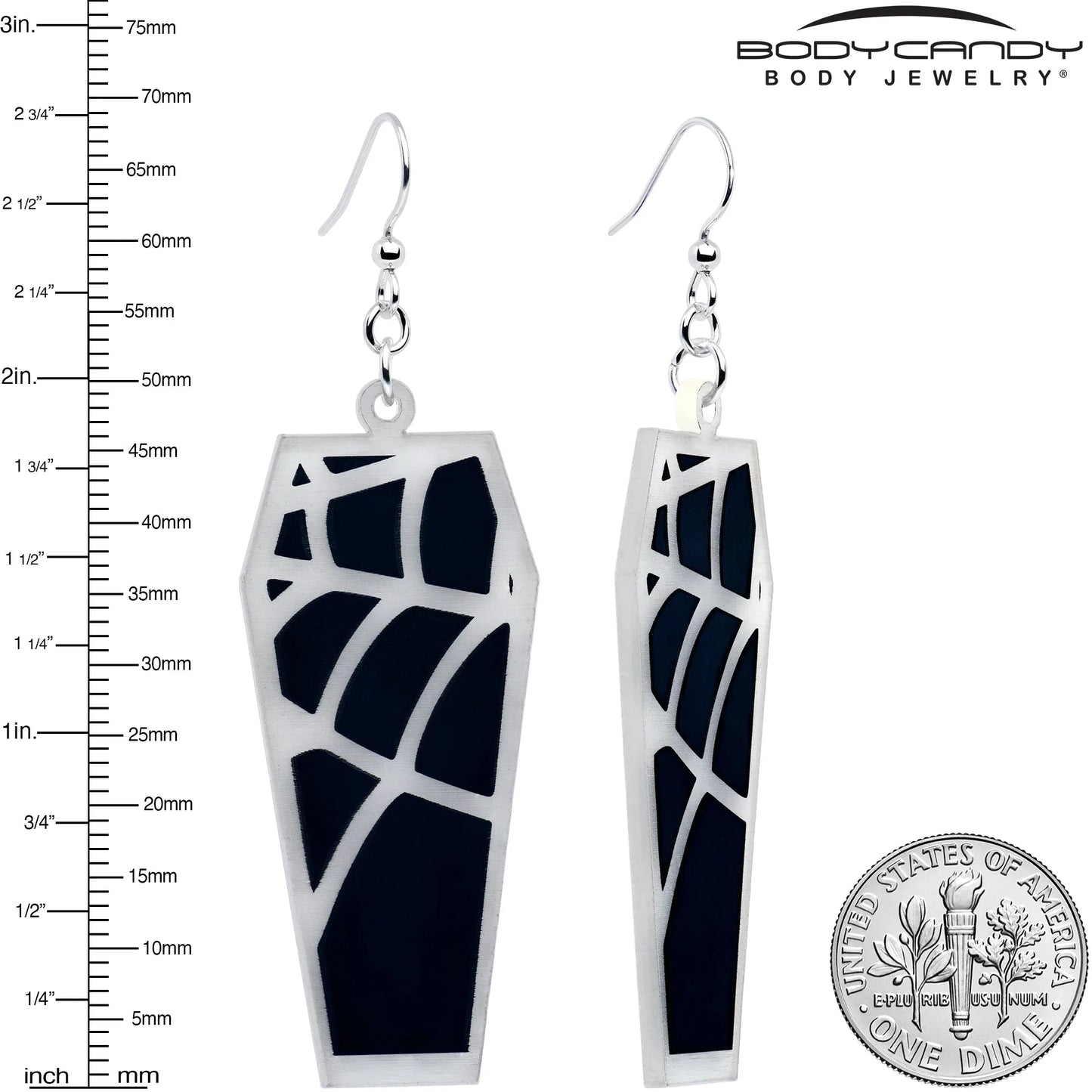 Glowing Spider Web Coffin Glow in the Dark Dangle Earrings by Onyx O - BodyCandy - Flyclothing LLC