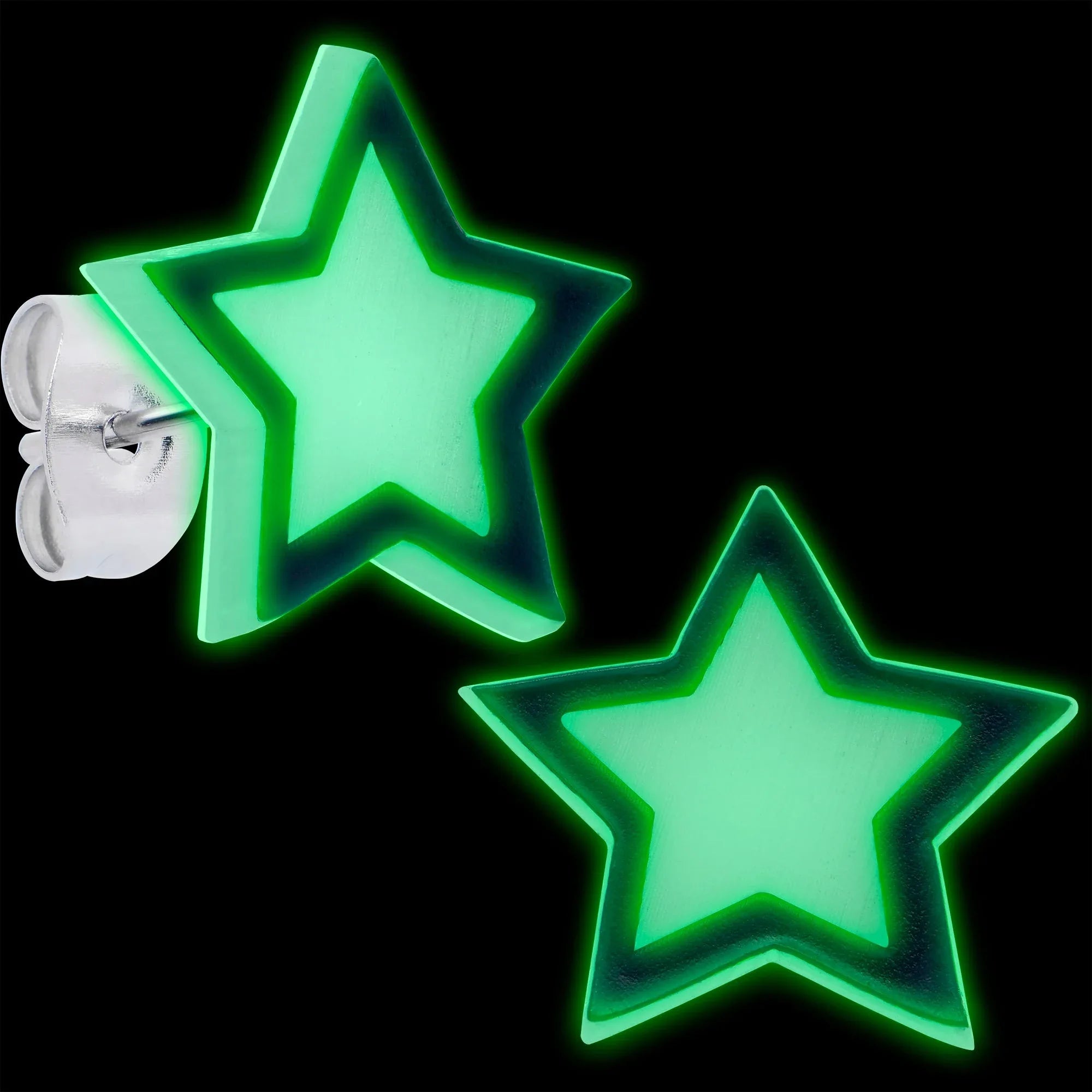 Shining Stars Glow in the Dark Stud Earrings by Onyx O - BodyCandy - Flyclothing LLC