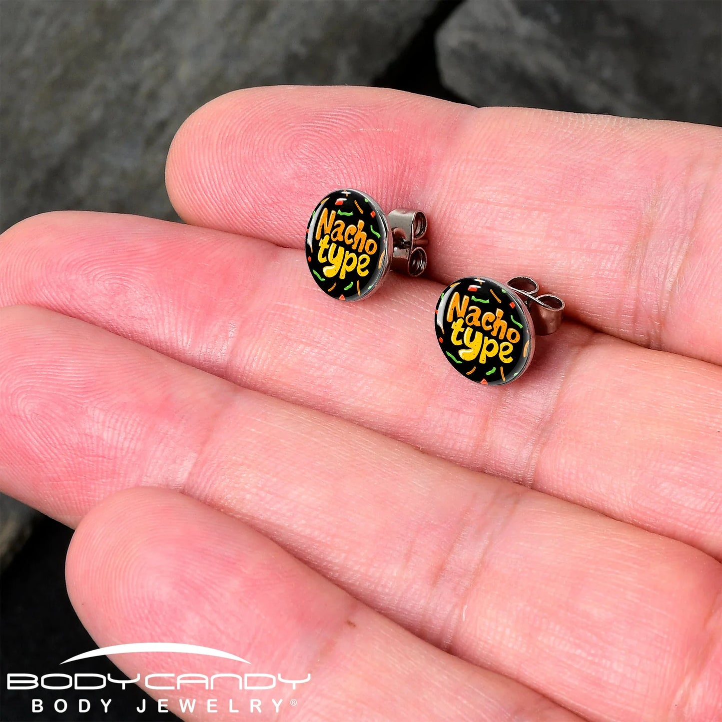 Nacho Type Stud Earrings by Onyx O - BodyCandy - Flyclothing LLC