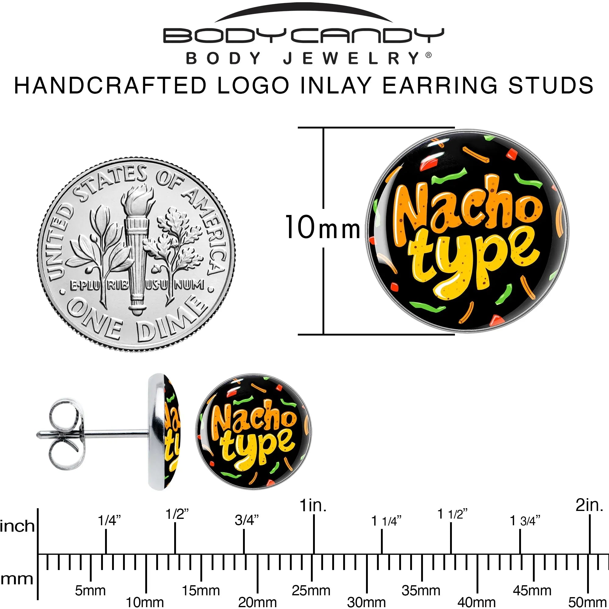 Nacho Type Stud Earrings by Onyx O - BodyCandy - Flyclothing LLC