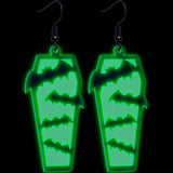Black Bat Coffin Glow in the Dark Dangle Earrings by Onyx O - BodyCandy - Flyclothing LLC