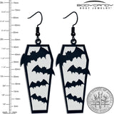 Black Bat Coffin Glow in the Dark Dangle Earrings by Onyx O - BodyCandy - Flyclothing LLC