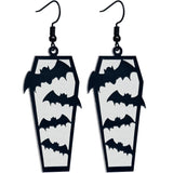 Black Bat Coffin Glow in the Dark Dangle Earrings by Onyx O - BodyCandy - Flyclothing LLC