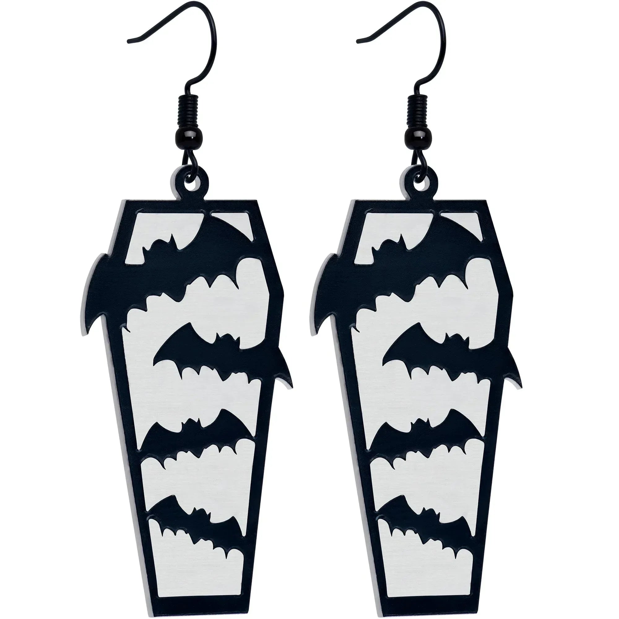 Black Bat Coffin Glow in the Dark Dangle Earrings by Onyx O - BodyCandy - Flyclothing LLC